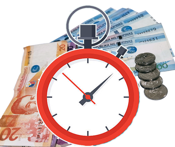 Time is money concept with stopwatch and dollar banknotes